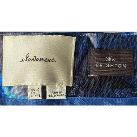 Anthropologie Elevenses The Brighton Pants Women's 0 Blue Gray Satin Wide Leg - Picture 5 of 7